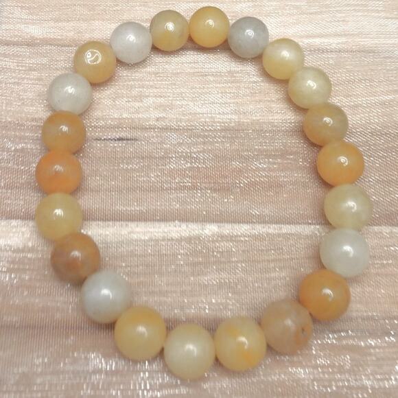 Gemstone Bracelet Yellow Topaz Jade 8mm Beaded Handmade Stretch Natural NEW - Picture 5 of 13